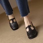 Load image into Gallery viewer, Women's T-Strap Mary Jane Shoes Square Toe Low Block Heel