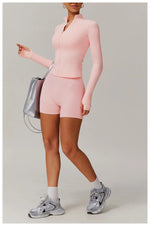 Load image into Gallery viewer, Performance Contoured Zippered Yoga Outfit Long Sleeve