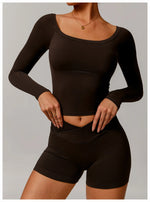 Load image into Gallery viewer, Performance Contour Knit Long Sleeve Yoga Top Nylon Spandex