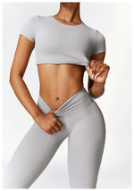 Load image into Gallery viewer, Seamless Sculpted Yoga Core Set Leggings Ribbed Contour