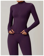 Load image into Gallery viewer, Seamless Long Sleeve Performance Jacket Zip Front Nylon