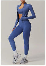 Load image into Gallery viewer, Performance Contoured Zippered Yoga Outfit Long Sleeve