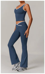 Load image into Gallery viewer, Breathable Two Piece Performance Yoga Set Contour Leggings