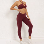 Load image into Gallery viewer, Two Piece Ribbed Seamless Studio Yoga Set Cross Back