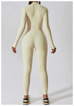 Load image into Gallery viewer, Zippered Contour Yoga Jumpsuit With Performance Gear