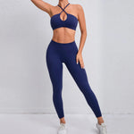 Load image into Gallery viewer, Two Piece Ribbed Seamless Studio Yoga Set Cross Back