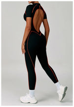Load image into Gallery viewer, Contoured Zippered Performance Yoga Jumpsuit Nylon Knit
