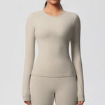 Load image into Gallery viewer, Luxurious Breathable Contoured Long Sleeve Yoga Top Nylon