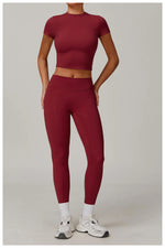 Load image into Gallery viewer, Sculpted Performance Yoga Top Short Sleeve Premium Nylon