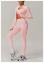 Load image into Gallery viewer, Performance Contoured Zippered Yoga Outfit Long Sleeve