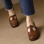 Load image into Gallery viewer, Women's T-Strap Mary Jane Shoes Square Toe Low Block Heel
