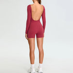 Load image into Gallery viewer, Backless Luxe Long Sleeve Yoga Jumpsuit Silhouette Chic