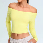 Load image into Gallery viewer, Off Shoulder Contour Seamless Athleisure Top Nylon