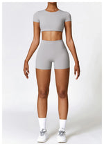 Load image into Gallery viewer, Seamless Contour Fit Yoga Crop Top Light Weight Nylon Knit