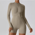 Load image into Gallery viewer, Zippered Long Sleeve Contour Yoga Jumpsuit Performance