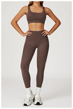 Load image into Gallery viewer, Two-Piece Contoured Breathable Yoga Set Leggings Silhouette