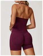 Load image into Gallery viewer, Breathable Contoured Halter Crop Sports Bra With Padding