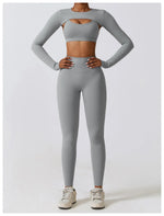 Load image into Gallery viewer, Contoured Interwoven Athleisure Long Sleeve Yoga Ensemble