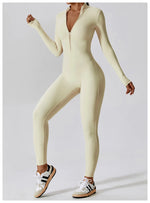 Load image into Gallery viewer, Zippered Contour Yoga Jumpsuit With Performance Gear