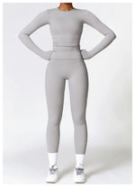 Load image into Gallery viewer, Seamless Sculpted Yoga Core Set Leggings Ribbed Contour