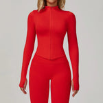 Load image into Gallery viewer, Seamless Contour Yoga Top With Zippered Long Sleeve