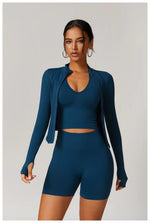 Load image into Gallery viewer, Zippered Performance Long-Sleeve Top Moisture-Wicking