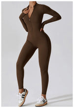 Load image into Gallery viewer, Zippered Contour Yoga Jumpsuit With Performance Gear