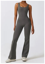 Load image into Gallery viewer, Contoured Back Zip Jumpsuit With Seamless Performance
