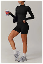 Load image into Gallery viewer, Performance Contoured Zippered Yoga Outfit Long Sleeve
