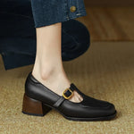 Load image into Gallery viewer, Women's T-Strap Mary Jane Shoes Square Toe Low Block Heel