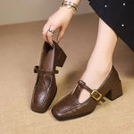Load image into Gallery viewer, Women's Mary Jane Shoes Buckle Strap Block Heel Square Toe Style