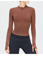 Load image into Gallery viewer, Zippered Studio Contoured Long Sleeve Sports Jacket