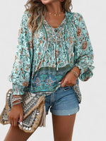 Load image into Gallery viewer, Women's Floral Long Sleeve Boho Peasant Top