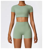 Load image into Gallery viewer, Seamless Contour Fit Yoga Crop Top Light Weight Nylon Knit