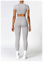Load image into Gallery viewer, Seamless Sculpted Yoga Core Set Leggings Ribbed Contour