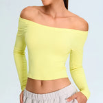 Load image into Gallery viewer, Off Shoulder Contour Seamless Athleisure Top Nylon
