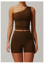 Load image into Gallery viewer, Single Shoulder Sport Bra Sculpt Contour Breathable