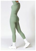 Load image into Gallery viewer, Seamless Sculpted Yoga Core Set Leggings Ribbed Contour