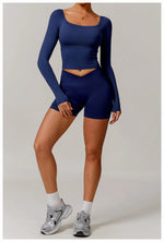Load image into Gallery viewer, Performance Contour Knit Long Sleeve Yoga Top Nylon Spandex