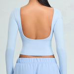 Load image into Gallery viewer, Soft Backless Sculpted Athleisure Crop Top With Sleeves