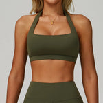 Load image into Gallery viewer, Ribbed Breathable Hanging Neck Sports Bra Performance