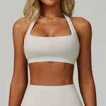 Load image into Gallery viewer, Ribbed Breathable Hanging Neck Sports Bra Performance