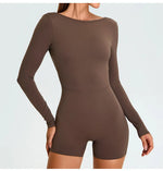 Load image into Gallery viewer, Backless Luxe Long Sleeve Yoga Jumpsuit Silhouette Chic