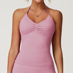 Load image into Gallery viewer, Breathable Contoured Halter Crop Sports Bra With Padding