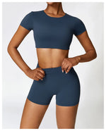 Load image into Gallery viewer, Seamless Contour Fit Yoga Crop Top Light Weight Nylon Knit