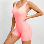Load image into Gallery viewer, Backless One-Piece Yoga Tracksuit Breathable Nylon Knit