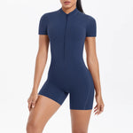 Load image into Gallery viewer, Light Weight Zippered Short Sleeve Jumpsuit Nylon Fabric