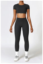 Load image into Gallery viewer, Seamless Sculpted Yoga Core Set Leggings Ribbed Contour