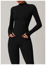 Load image into Gallery viewer, Seamless Long Sleeve Performance Jacket Zip Front Nylon