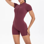 Load image into Gallery viewer, Light Weight Zippered Short Sleeve Jumpsuit Nylon Fabric